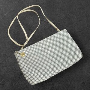 Whiting & Davis Elegant White Mesh Handbag Clutch Shoulder Bag